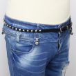 Wholesale Leather 1 Row Conical Studded Belt Black (S)