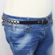 Leather 1 Row Pyramid Studded Belt Black (M) Supplier