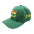 6 Panel 100% Polyester Embroidered Baseball Cap Ghana - Green
