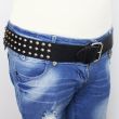Leather 3 Row Conical Studded Belt Black (L) Supplier