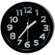 Bedside Quartz Round Alarm Clock - Black (12 x 12 x 4 cm)