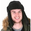 Black Anti-Pilling Fleece Trapper Hat 