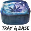 Blue Leaf Tin Storage Box with Removable Tray Lid (18cm x 14cm)