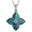 Blue Paua Shell Flower Pendant Necklace
