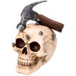 Decorative Skull Ornament with Hammer & Nails - 18cm