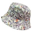 Adults Reversible "Dollar Notes" Design Bucket Hat - Black 