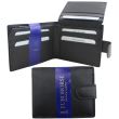 Men's Genuine Leather Compact Cash Wallet with Secure Stud Fastening - Black