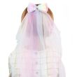 Glitter Rainbow Hair Bow With Fork Clip and Net Veil - Assorted - 9cm