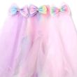 Glitter Rainbow Hair Bow With Fork Clip and Net Veil - Assorted - 9cm