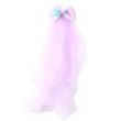 Glitter Rainbow Hair Bow With Fork Clip and Net Veil - Assorted - 9cm