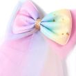 Glitter Rainbow Hair Bow With Fork Clip and Net Veil - Assorted - 9cm