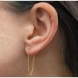 Gold Plated Gem Set 3 Stone Cluster Stud With Chain 