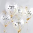 Gold Happy Birthday Confetti Balloons (Pack of 5)