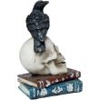 Gothic Crow on Skull and Book Stack Resin Ornament (10cm)