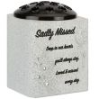 Graveside Grey Flower Pot with Rose Design – Sadly Missed (13.5cm)