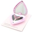 Pink Heart Detangling Folding Hair Brush With Mirror - 8cm