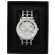 Wholesale Ladies NY London Crystal Bezel Metal Bracelet Watch- Silver