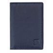 Leather Bus Pass Credit Card Holder RFID Blocking - Navy 