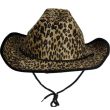 Leopard Print Felt Cowboy Hat - Brown