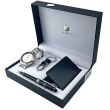 Luis Cardini Men's Watch With Pen Keychain Card Wallet Gift Set 
