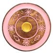 Mango Wood Round Painted Pink Flower Ashcatcher