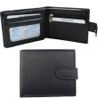 Men’s Leather RFID Euroborse Snap Bifold Wallet – Black / Navy