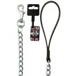 Metal Chain Lead With Leather Handle-Brown(30'')