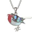 Natural Paua Shell Robin Pendant Necklace