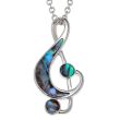 Natural Paua Shell Treble Clef Music Note Pendant Necklace