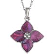 Pink Paua Shell Flower Pendant Necklace