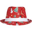 Printed Christmas Gangster Hat – Red