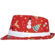 Printed Christmas Gangster Hat – Red