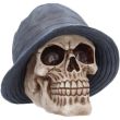 Skull Figurine with Grey Bucket Hat (13.5cm)