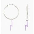 Sterling Silver Hoop With Enamel Lightning Flash - Purple