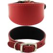 Suede Lined Lurcher Leather Collar-Red(16-18'')