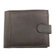 Leather RFID Trifold Wallet With Stud Closure - Brown