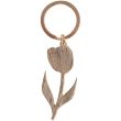 White Tulip Enamel Keyring Floral Spring Design (8cm)