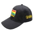 6 Panel 100% Polyester Embroidered Baseball Cap Ghana - Black