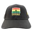 6 Panel 100% Polyester Embroidered Baseball Cap Ghana - Black