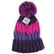 Ladies Stripe Knitted Bobble Hat - Assorted 