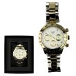 Wholesale Men's NY London Round Metal Bracelet 2-Tone Watch - Gold/White