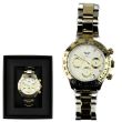 Wholesale Men's NY London Round Metal Bracelet 2-Tone Watch - Gold/White