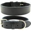Wide Plain Leather Collar- Black (13-16'')