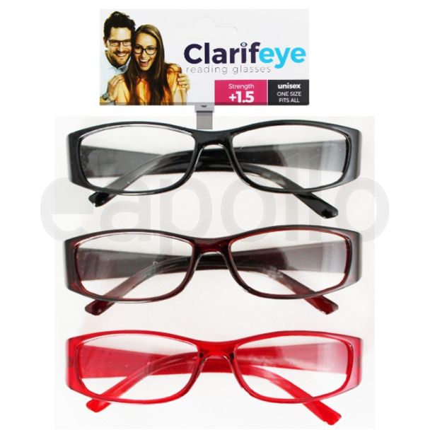 Clarifeye Reading Glasses +1.5 - Assorted Colour