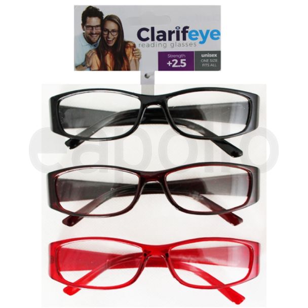 Clarifeye Reading Glasses +2.5 - Assorted Colours 