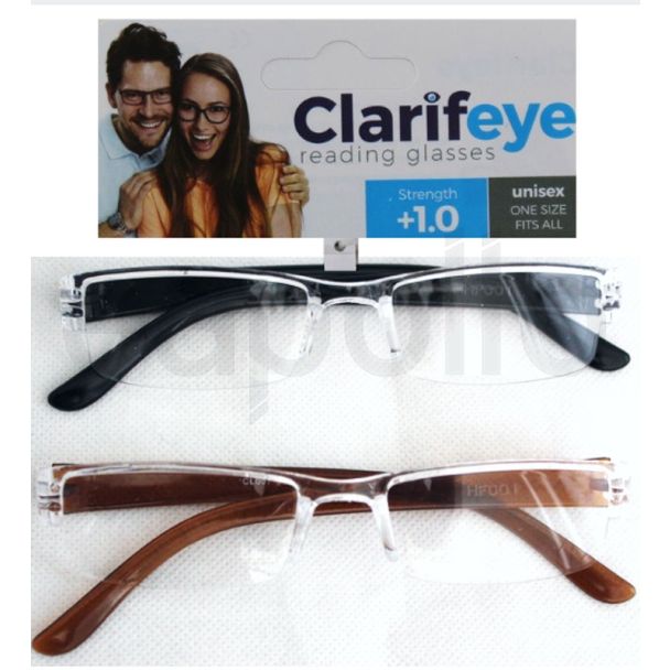 Clarifeye Reading Glasses +1.0 - Assorted Colours 