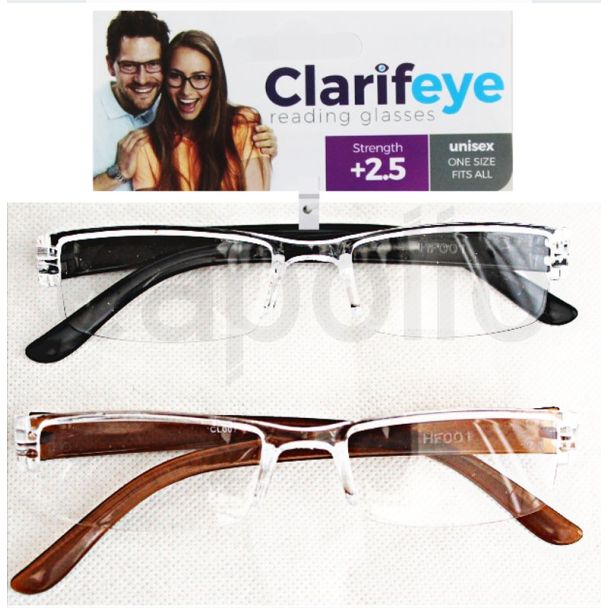 Clarifeye Reading Glasses +2.5 - Assorted Colours 