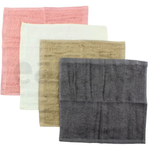 100% Cotton Face Towels - Grey, Beige, Pink and White Assortment (30x30cm)