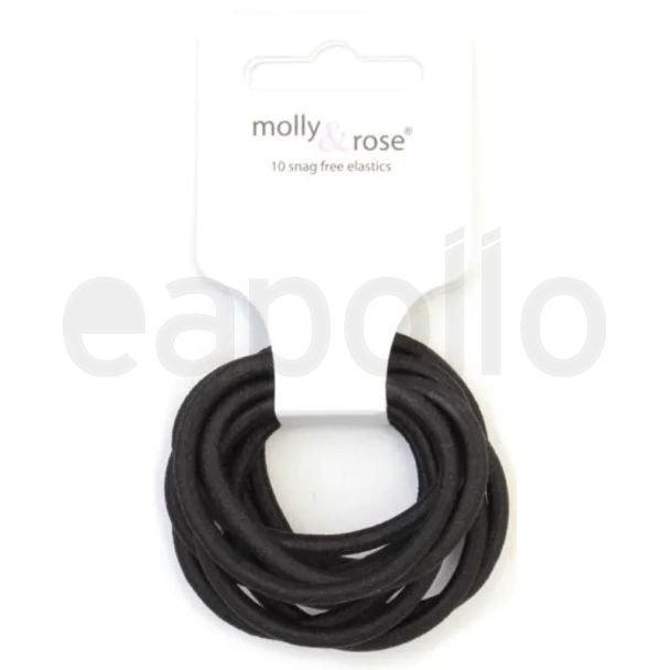 10 pcs Black Stretch Hair Elastics - 4.5cm x 3mm