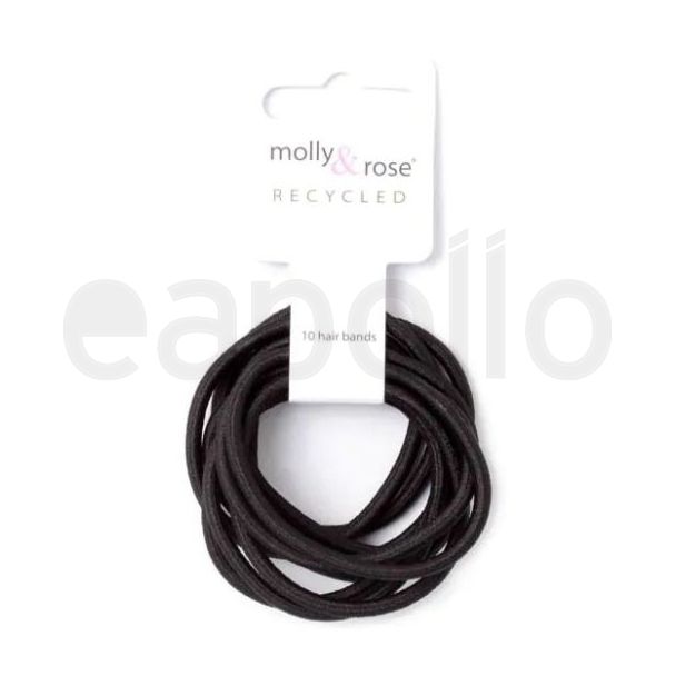 10pcs Black Snag Free Hair Elastics - 4mm x 5cm